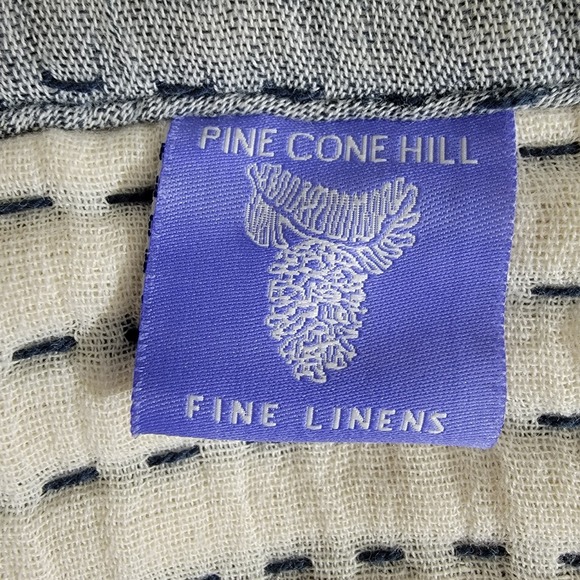 Pine Cone Hill $428 Pick Stitch Navy Queen/Full Cotton Quilt Coverlet Reversible - Picture 5 of 7